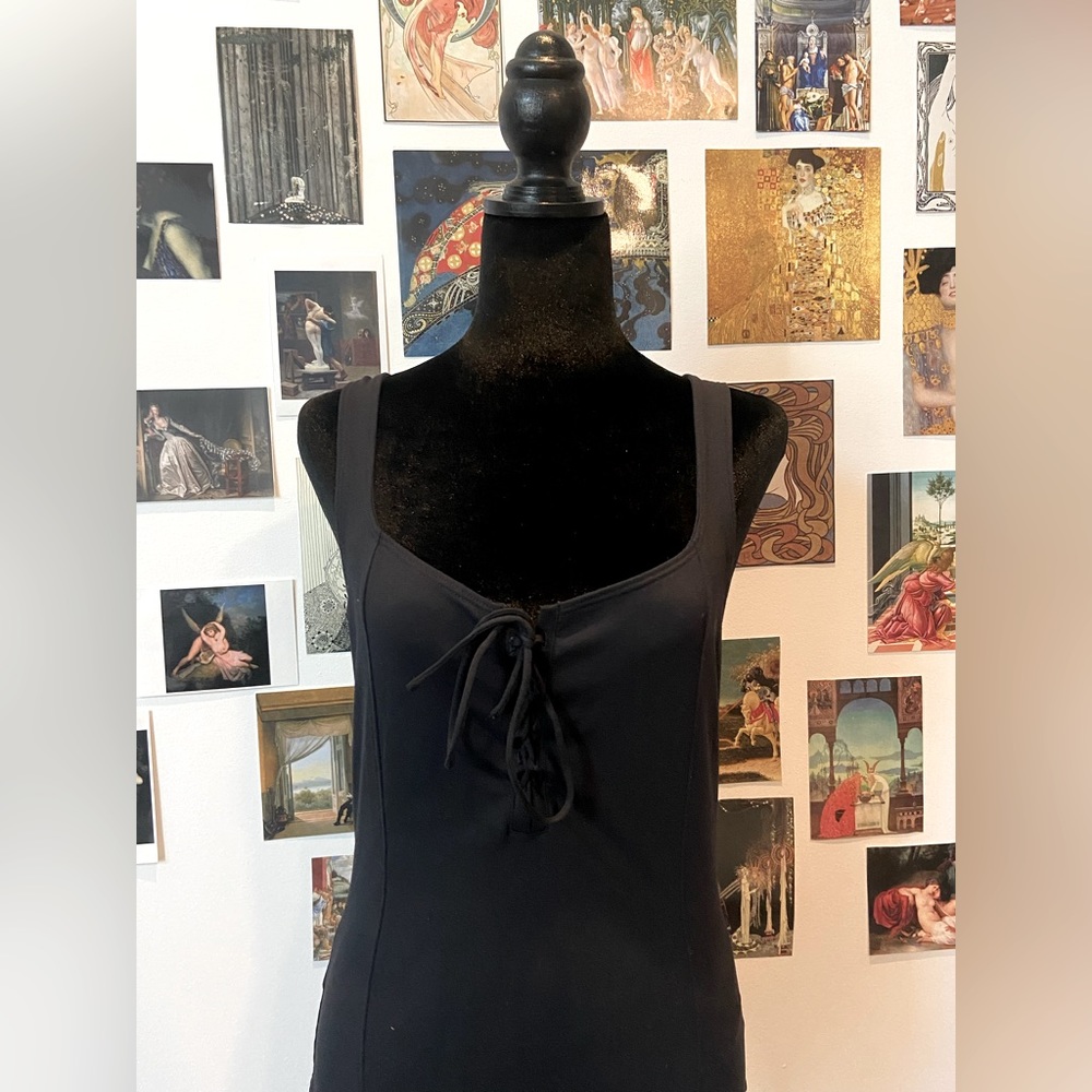 Abercrombie Soft Stretch Lace up Black Corset Bustier Bodysuit L